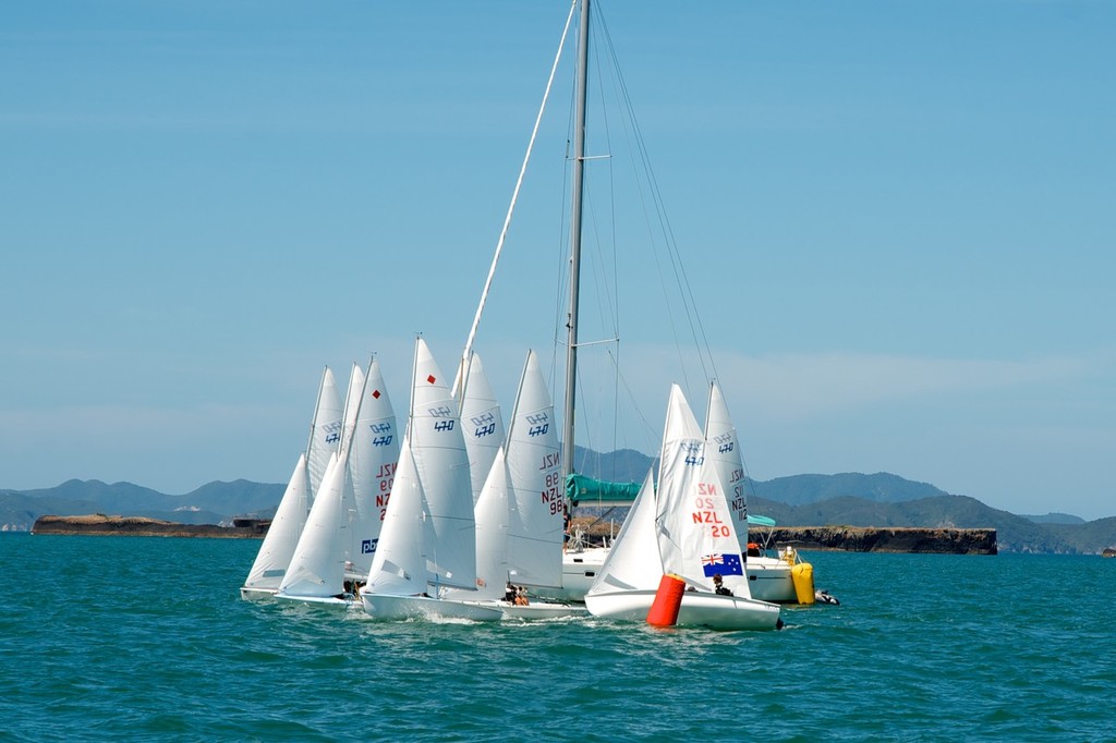 Starts were a challenge for all sailors on a short start line. - NZ 470 Nationals &copy; Christine Hansen